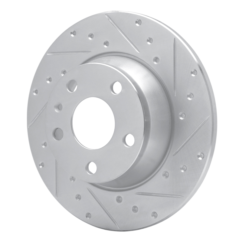 Audi TT Brake Rotor (1) - Rear Right - R1 Concepts - Drilled & Slotted - Silver - `08-`15